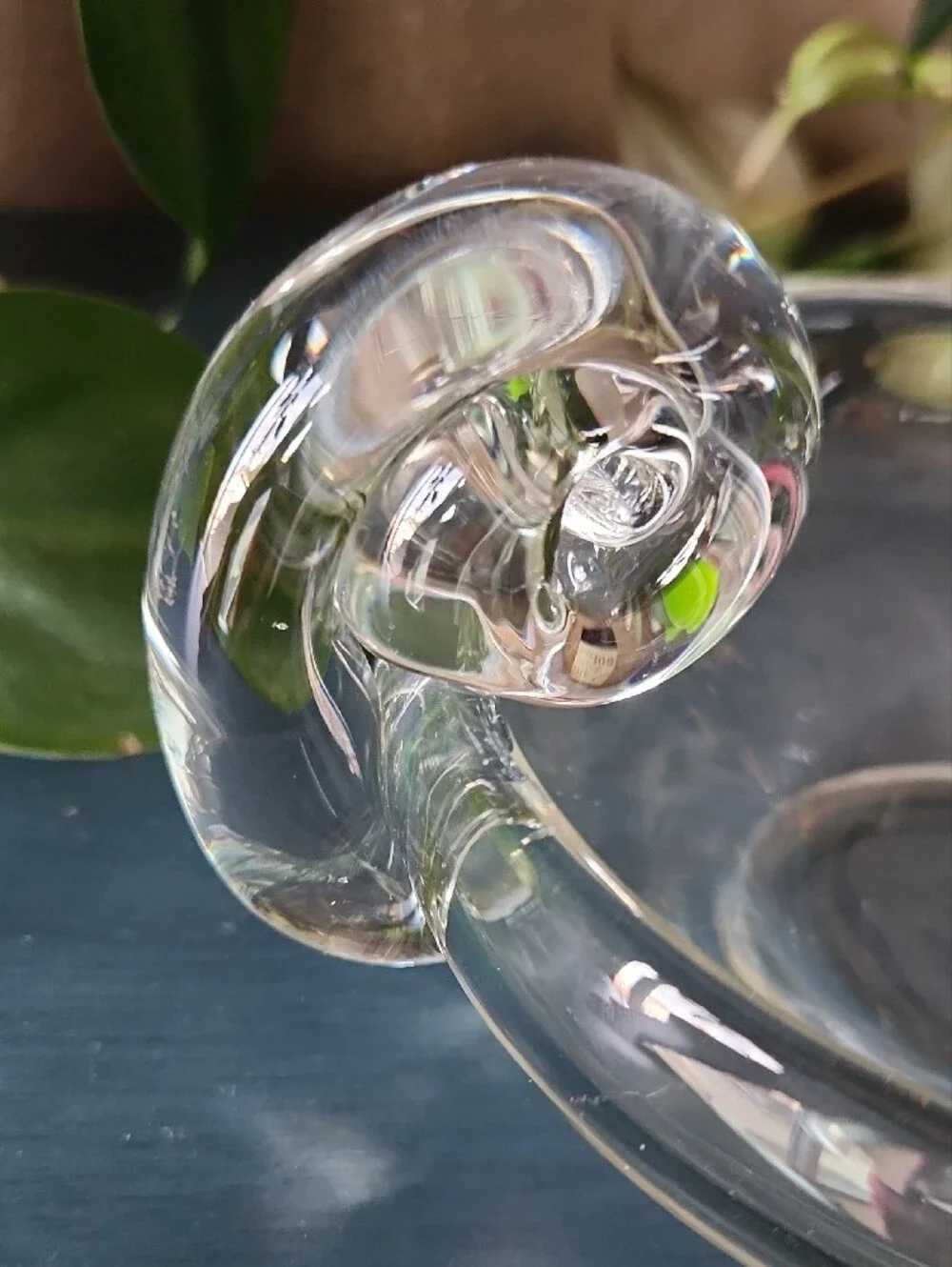 Steuben Glass Bowl with Snail Handle   Heavy Crystal